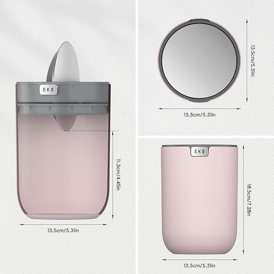 EKO Fandy 0.58 Gal/2.2L Mini Trash Can with Lid, Swing-Top Desktop Trash Can for Bathroom, Countertop, Vanity, Desk or Office, Small Garbage Bin (Pink)