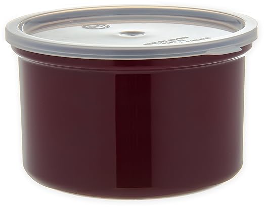 Carlisle FoodService Products Classic Round Storage Container Crock with Lid for Kitchen, Restaurants, Home, Plastic, 1.5 Quarts, Brown