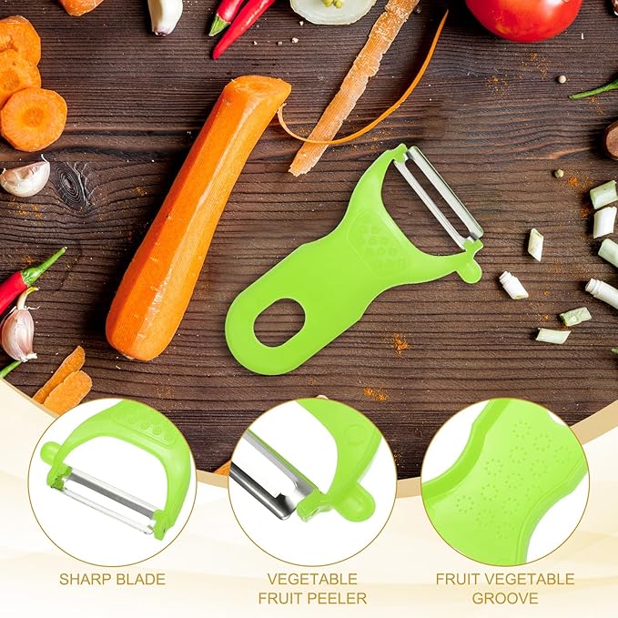 uxcell 2pcs Vegetable Peeler Set, 4.5 Inch Stainless Steel Potato Peeler for Apple Fruits Green
