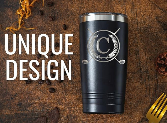 Onebttl Golf Gifts for Men with Initial for Golfer & Golf Lovers, 20oz Travel Mug, Perfect Gifts for Men, Birthday, Christmas - C