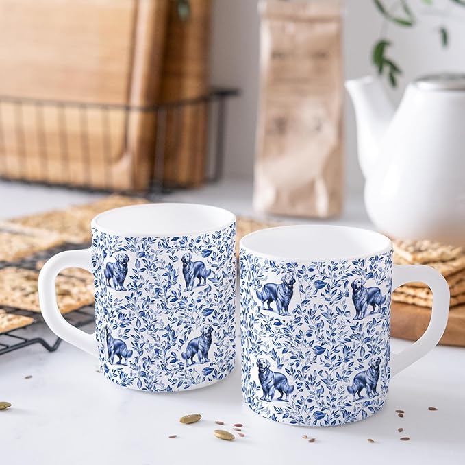 Golden Retriever Blue French Toile Coffee Mug, Golden Retriever Lover Gifts for Women, Blue Toile Coffee Cup for Goldens Mom, Birthday Gifts for Dog Mom, Dog Dad, 15 oz