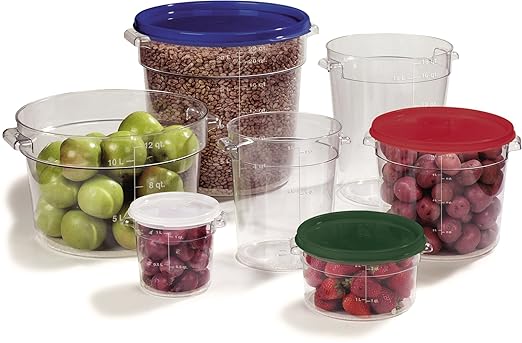 Carlisle FoodService Products Storplus Round Food Storage Container with Stackable Design for Catering, Buffets, Restaurants, Polycarbonate (Pc), 8 Quart, Clear