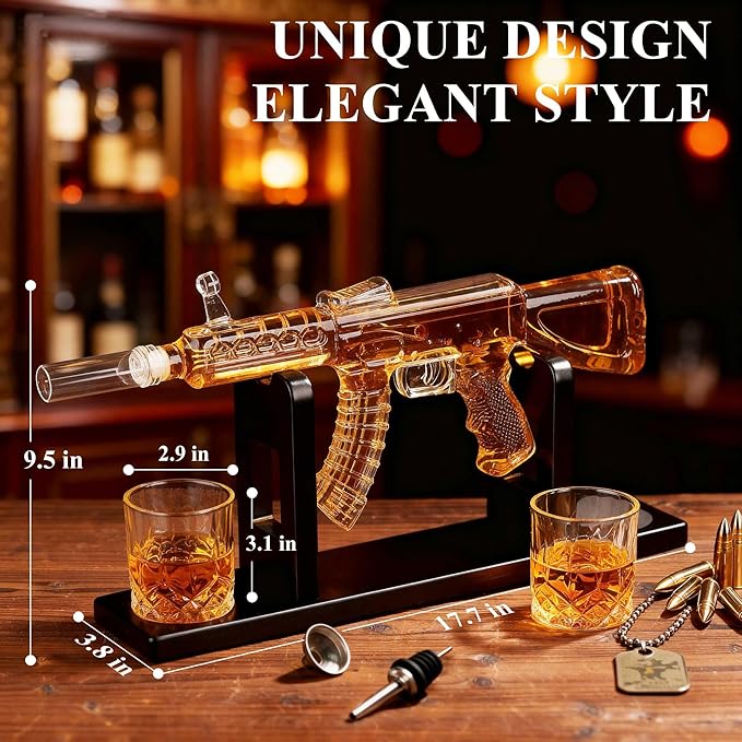 PONPUR Gifts for Men Dad Chirstmas, Whiskey Decanter Set with 2 Glasses, Unique Birthday Aniversary Retirement Gifts for Husband Him Grandpa, Cool Bourbon Scotch Gift for Man Cave Bar Decor