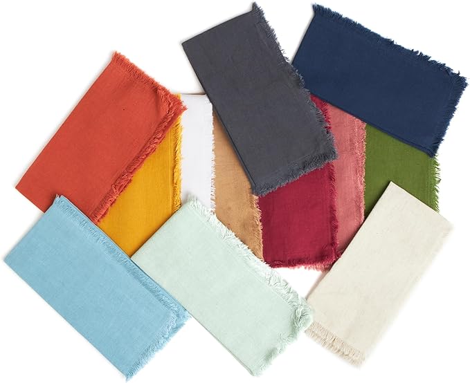 ACCENTHOME Blush Cotton Linen Napkin Set of 12 18x18 inch Dinner Napkins - Washable Soft Premium Hotel Quality Reusable Hemmed Edges Napkins Perfect Table Linens for Family Dinners, Weddings