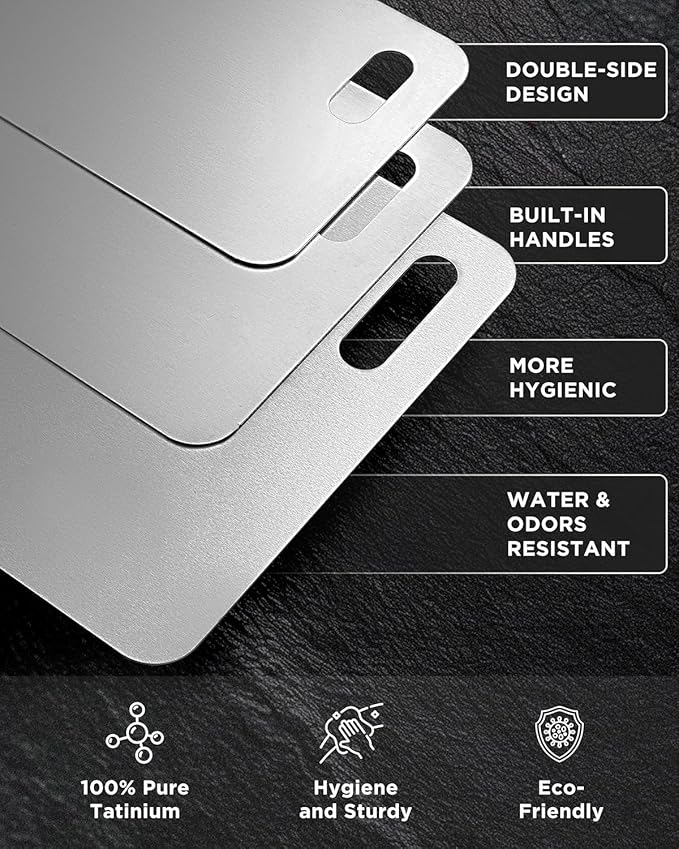 Katuchef Titanium Cutting Board for Kitchen, 100% Pure Titanium Cutting Board Food Grade,Non Toxic chopping board, Dishwasher safe, Easy to Clean Large Size, 15”x9.6”
