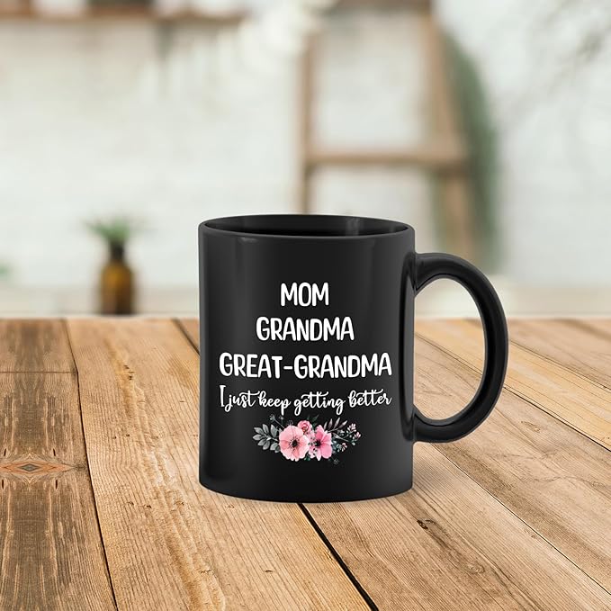 Great Grandma Coffee Mug - Black Ceramic 11oz, Mom & Great Grandma Gift for Mothers Day