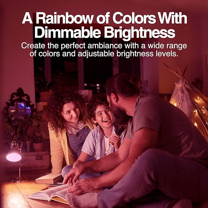 Intermatic ABRA A19 Wi-Fi Smart Bulb, 800 Lumens - Voice Controlled RGB LED, Compatible with Alexa & Google Home - Timers & Schedules, 2.4 GHz Wi-Fi Only, No Hub Required (1 Pack)