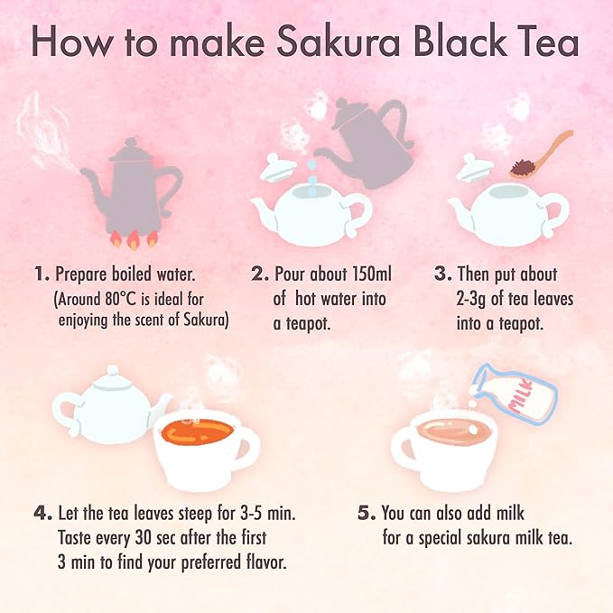 YAMASAN KYOTO UJI Sakura Black Tea Loose Leaf (80g) - Blending Benifuki and Japanese Sakura Cherry Blossom Leaves, Floral and Refreshing Wakocha (Pack of 2)