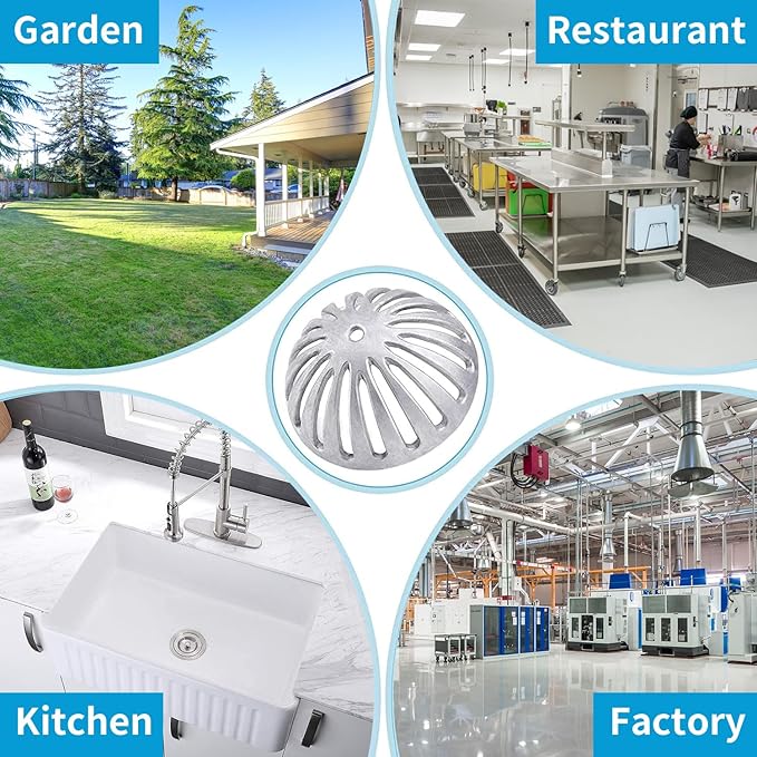 Heavy Duty Aluminum Floor Drain Cover, Floor Drain Strainer, Floor Sink Strainer, Dome Drain Cover for Restaurant, Home, Garden, Kitchen, Bar, Buffet or Food Service, 5-1/2" W x 2-1/4"H(1PCS)