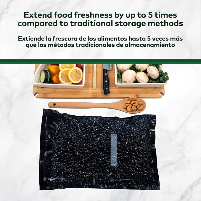 Vacuum Seal Bags 11" x 24" (50 Count) 5.5 Mil (Black and Black) - BPA Free Commerical Grade Food Saver for Storage, Sous Vide, and Meal Prep Sealer Bag