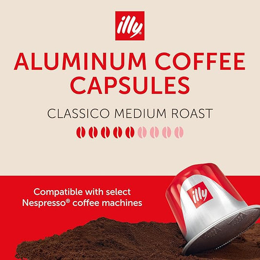 illy Aluminum Espresso Coffee Pods - Compatible with Nespresso Machines - Classico Medium Roast - Mild & Balanced, Single Serve Capsules - 10 Count (Pack of 20)