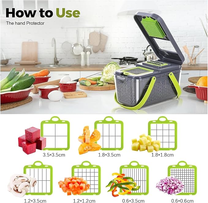 Vegetable Chopper,22-in-1 Multi-Function Food Chopper,Professional Onion Chopper with 13 Blades,Kitchen-Food Chopper with Container for Tomato,Potato,Fruits -Easy Clean & Storage (13 Blade)