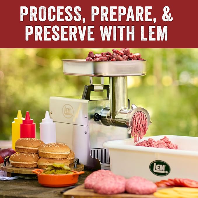 LEM Products BigBite #22 Meat Grinder, 1.0 HP Stainless Steel Electric Meat Grinder Machine, Ideal for Heavy Use