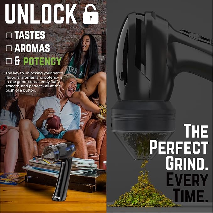 Mamba Lite 0.75g Black All-Plastic Head USB Electric Herb Grinder. Small Portable Herbal Machine & Spice Mill for the Kitchen