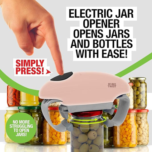 Robotwist Electric Jar Opener Top Rated for Seniors, Deluxe Model with Improved Torque, 1 Touch Automatic Easy Jar Opener for Weak Hand and Arthritis – Works on All Jar Sizes