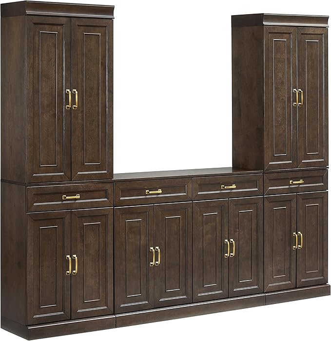 Crosley Furniture Stanton 3-Piece Traditional Sideboard Buffet Cabinet and Kitchen Storage Pantry Set, Coffee