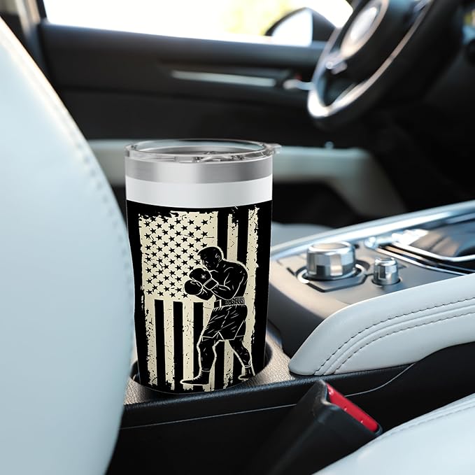 American Flag Boxing Patriotic Boxer Stainless Steel Insulated Tumbler