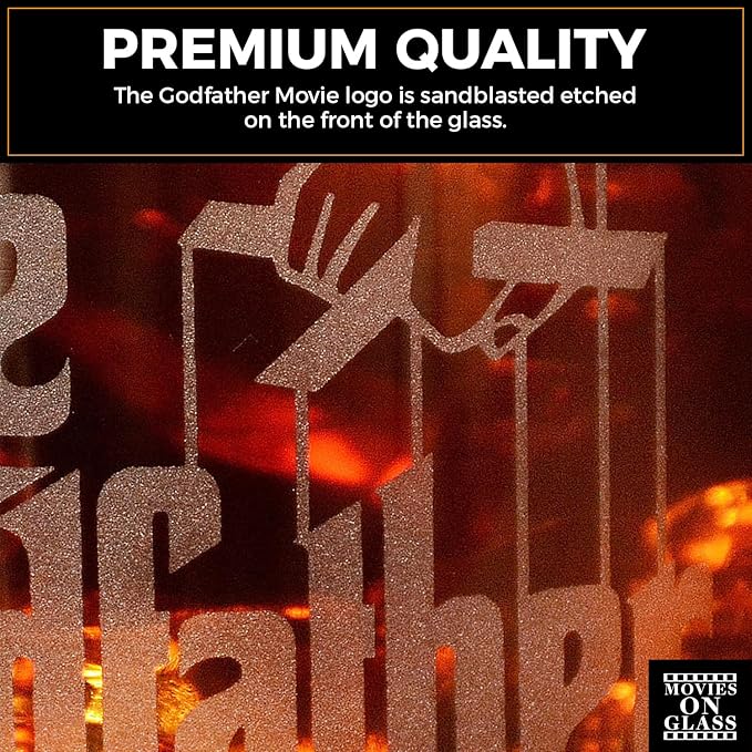 Official Godfather Etched Rocks Whiskey Glass - with Logo & Quote ''I’m gonna make him an offer he can’t refuse'' -Premium Quality, Handcrafted Glassware, 11oz. A Collectible Gift