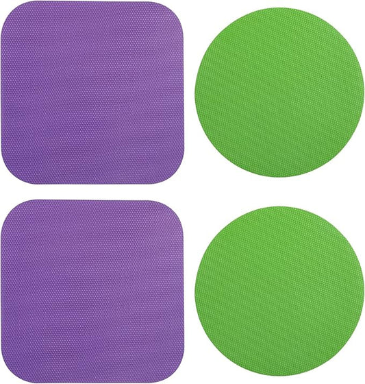 4pcs Jar Opener Gripper Pads, Rubber Jar Grippers Multi-function Jar Opener for Seniors with Weak Hands Kitchen Coasters (Green, Purple)