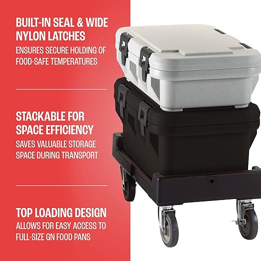 Cambro Insulated Food Pan Carrier - 8 Inch Deep Hotbox and Food Warmer for Catering & Transport - Top Load S-Series (Black)