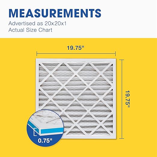 Aerostar 20x20x1 MERV 13 Air Filter, 6 Count, ACTUAL SIZE (19.75 x 19.75 x 0.75), HVAC, Air Conditioning & Furnace Filter for Allergies, Dust, Pet Dander & Smoke (MPR 1500 / FPR 10), Made in USA
