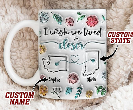 I Wish We Lived Closer Mug, Best Friends Coffee Mugs, Personalized Mugs With Names, Christmas Birthday Gifts For Best Friend Funny Mugs, Sisters Gifts From Sister, Long Distance Gift For Women