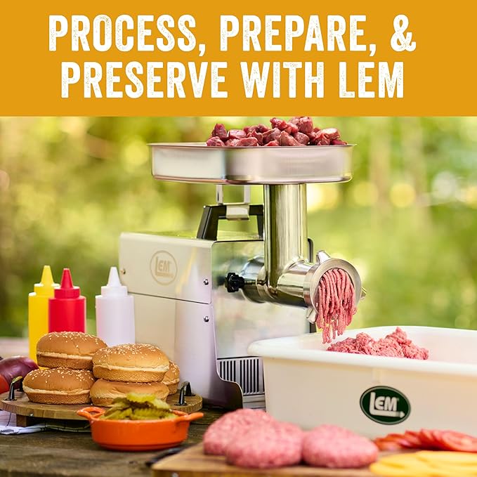 LEM Products BigBite #5 Meat Grinder, 0.35 HP Stainless Steel Electric Meat Grinder Machine, Ideal for Occasional Use