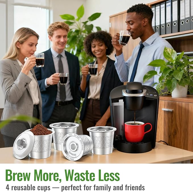 CAPMESSO Reusable K Cups for Keurig: 2026 Updated Kcup Refillable Coffee Pods - Full Stainless Steel K Cups for Keurig 1.0 Coffee Maker - Dual Mesh for Richer Coffee NO Grit, No BPA(4 Pack)