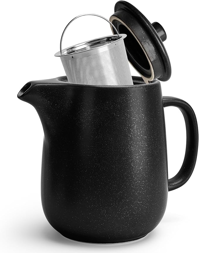 Ceramic Teapot with Infuser - 40 oz Large Teapot with Strainer - Tea Pot Ceramic for Loose Tea - Ceramic Tea Pots for Tea