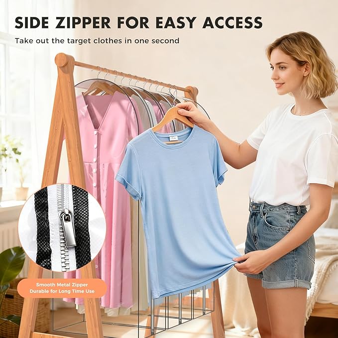 10" Gusseted All Clear Garment Bags for Hanging Clothes 4 Packs 40" Suit Bags for Closet Storage Hanging Clothes Storage Suit Cover for Shirts,Coats, Dresses，Suits