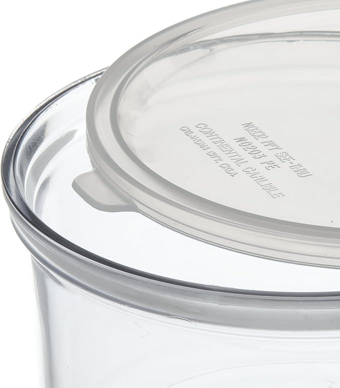 Carlisle FoodService Products Classic Round Storage Container Crock with Lid for Kitchen, Restaurants, Home, Plastic, 1.5 Quarts, Clear, (Pack of 6)