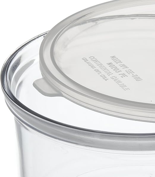 Carlisle FoodService Products Classic Round Storage Container Crock with Lid for Kitchen, Restaurants, Home, Plastic, 1.5 Quarts, Clear