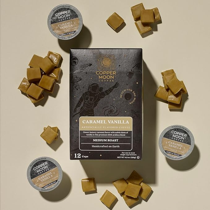 Copper Moon Single Serve Coffee Pods for Keurig K-Cup Brewers, Medium Roast, Caramel Vanilla Blend, 36 Count