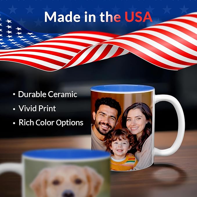 ArtPix 3D Personalized Coffee Mug - 12 Oz, Customized Picture Photo or Text, Collage Photo, Custom Gift for Women, Mom, Father, Family - Customizable Large Tea Ceramic Cup Orange