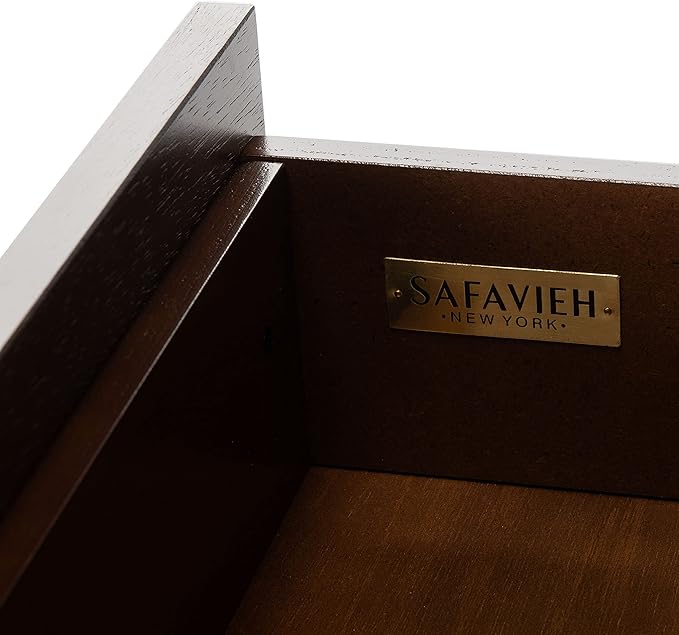 SAFAVIEH Genevieve TV Stand for up to 65" Flatscreen – Black & Walnut Brown Finish, Mid-Century Modern Storage Cabinet, Entertainment Media Console (MED5000F)