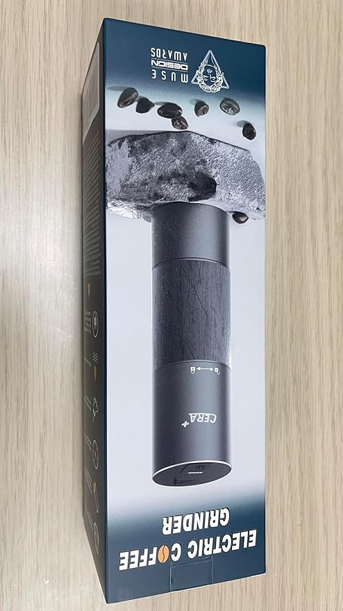 CERA+ Portable Coffee Bean Grinder,Electric Coffee Grinder,Coffee Grinder with 90 Precise Grind Setting,Auto‑Stop & One-Button,Burr Coffee Bean for Espresso,Pour-Over, French Press Moka, with Bag