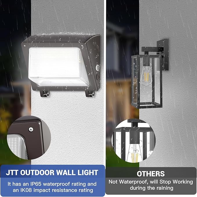 JTT 4pack 120W/96W/72W LED Wall Pack Light with Dusk to Dawn Photocell,18000LM 6000K/5000K/4000K Daylight IP65 Waterproof WallPack Lights Outdoor LED [Eqv. 800W HPS/HID] for Parking Lot,Warehouse,Yard