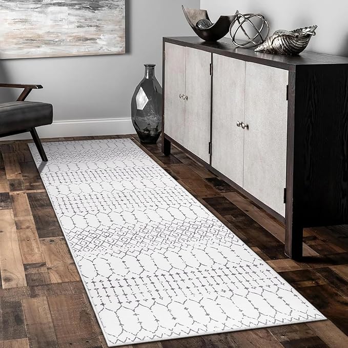 Lahome Moroccan Washable Runner Rug 2x6, Stain Resistant Non-Slip Kitchen Rug Runner, Ultra-Thin Geometric Print Distressed Floor Carpet for Entryway Laundry Bedroom