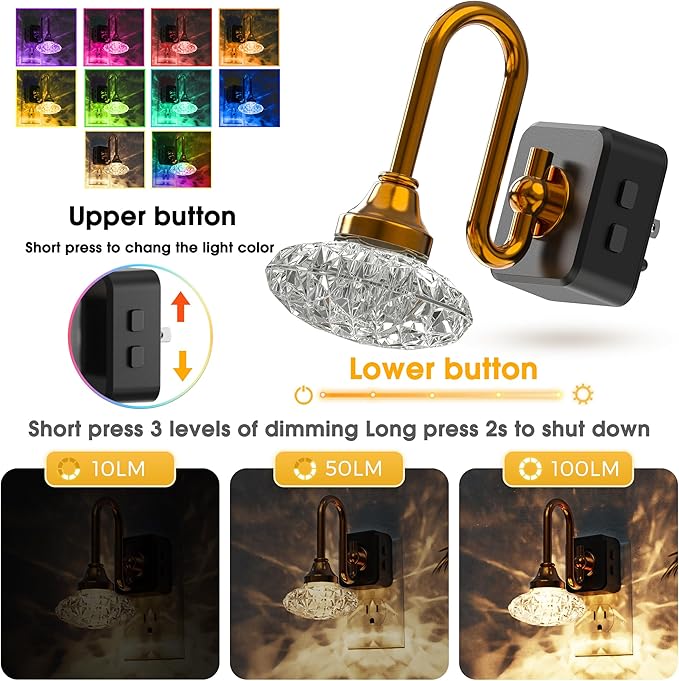 L LOHAS LED Night Lights Plug into Wall,10-Color Changing RGB Floral Night Lights, Dusk to Dawn,3 Brightness Levels,Rotatable Plug in Nightlight for Bedroom, Nursery, Hallway, Gift