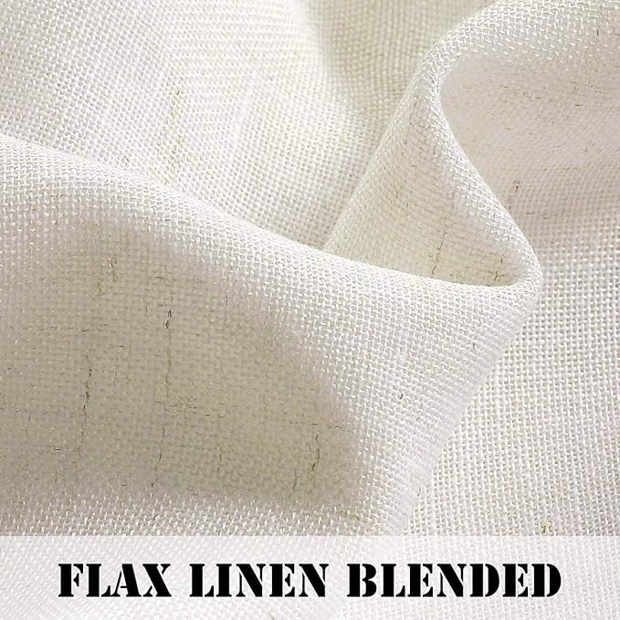 Linen Curtains Elegant Natural Linen Blended Curtains Energy Efficient Light Filtering / Rod Pocket Window Treatments Panels / Drapes for Livingroom (Set of 2, Ivory, 52 inch W X 63 inch L)