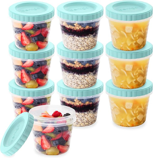 Bentgo Prep - 20 Piece 16 fl oz Leak-Proof Deli Containers with Lids, Food Storage for Meal Prep, Twist-Top, Reusable, PFAS & BPA-Free, Stackable, Microwave, Freezer, & Dishwasher Safe (Sea Blue)