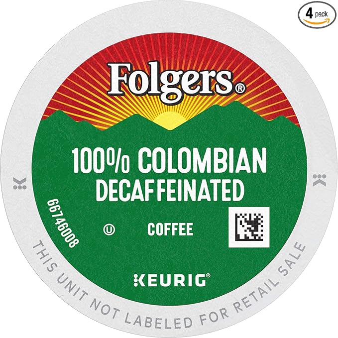 Folgers 100% Colombian Decaf Medium Roast Coffee, 96 Keurig K-Cup Pods, 24 Count (Pack of 4)