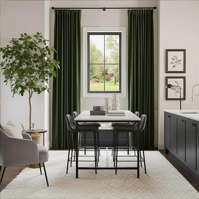 NICETOWN Olive Green Velvet Blackout Curtains 84" Long, 52" Wide - Thermal Insulated Room Darkening Drapes with Rod Pocket/Back Tab/Shower Hook Hanging Options for Bedroom Privacy (2 Panels)