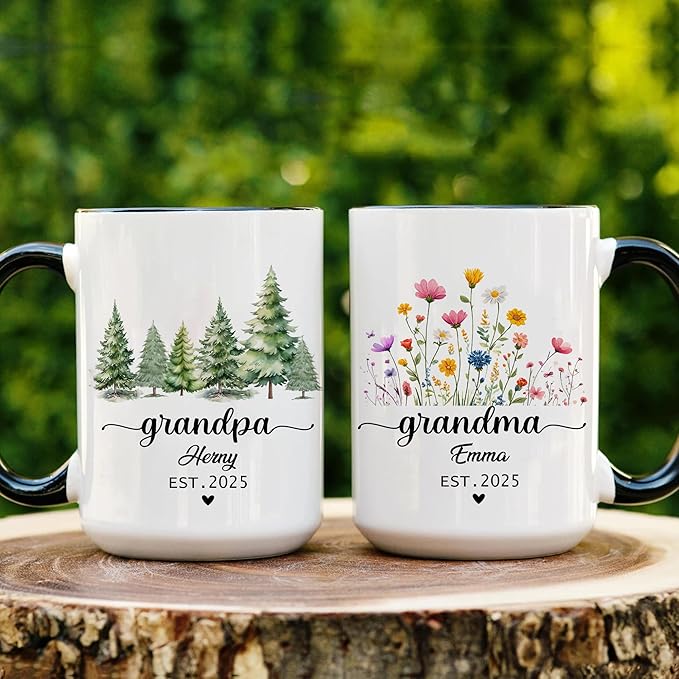 Personalized Dad to Papa Mug - Custom Est Year Coffee Cup for New Grandpa - First Time Grandfather Gift - Custom Grandparent - Keepsake Mug for Him