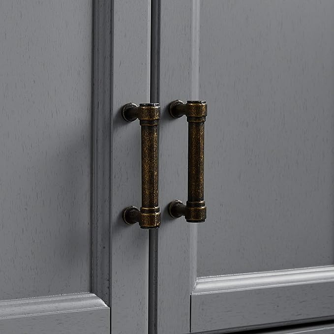 Crosley Furniture Tara 3-Piece Pantry Storage Cabinet Set with Shelves, Kitchen, Dining, or Laundry Room, Distressed Gray