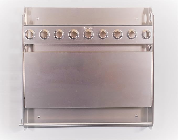 Double Wide Organizer Rack with Flip Out Work Station by: Trailer Trash (Aluminum) Silver, Length 22 x Width 22 1/2 x Height 4 1/2