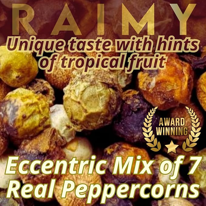 Rainbow Peppercorns Whole Rainbow Peppercorn Grinder - Organic Peppercorn Medley Grinder with 7 YUPANQUI Mixed Peppercorns Whole - Pepper with Grinder