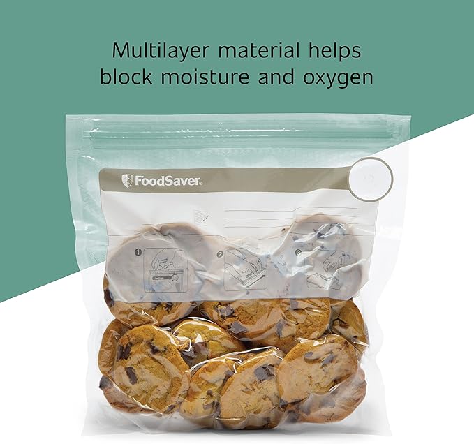 FoodSaver 1-Quart BPA-Free Multilayer Construction Vacuum Zipper Bags, 18 Count (Pack of 2)