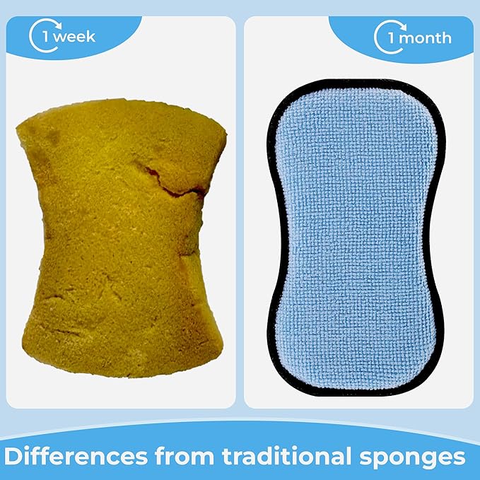 GRANNY SAYS Sponges Kitchen for Washing, Dish Washing Scrubbers, Scrubbing Pad for Cleaning, Scrub Sponge for Kitchen Non - Scratch, Scouring Pad for Pots and Pans, Washable & Microfiber Pad, 18 Pack