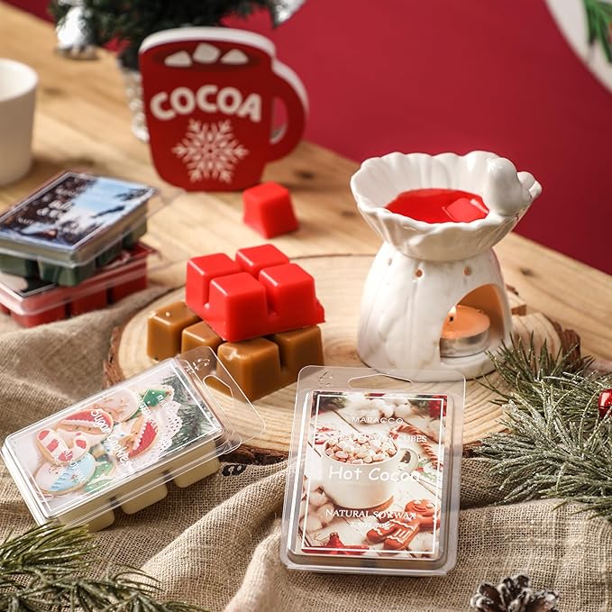 Maracco Christmas Scented Wax Melts, Soy Wax Cubes for Wax Warmer, Wax Melts Wax Cubes Xmas Winter, 6 x2.5oz